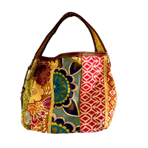 FOSSIL canvas and leather floral purse